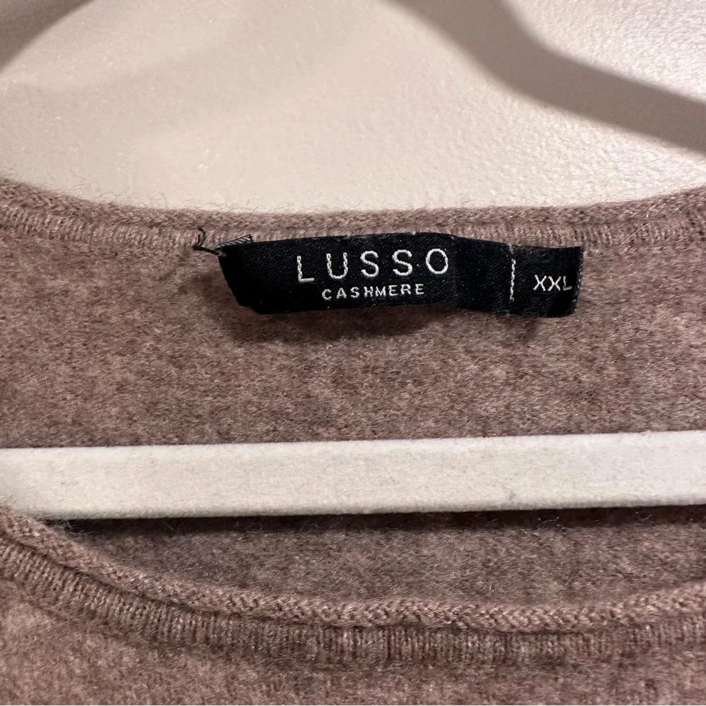 Lusso 100% cashmere Boatneck Sweater in Medium Brown XXL Round Hem Mid Sleeves - Picture 3 of 16